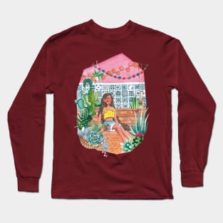 girl relax in green house Long Sleeve T-Shirt